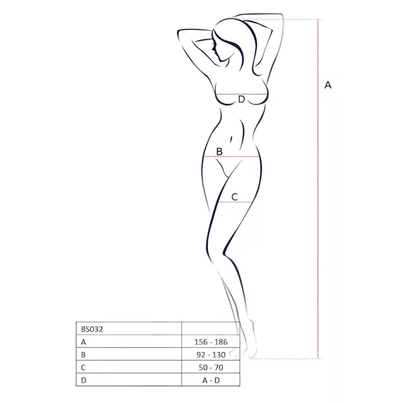 Passion BS032 - bodystocking met open kruis - netstof rood - S-L