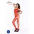 Passion BS036 - rode open jumpsuit met rozenmotief - S-L