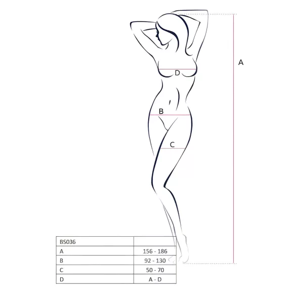 Passion BS036 - open bodystocking met rozenmotief - wit - S-L