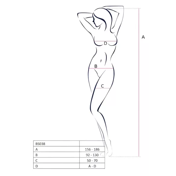 Passion BS038 - lingerie set - zigzag netpatroon - zwart - S-L