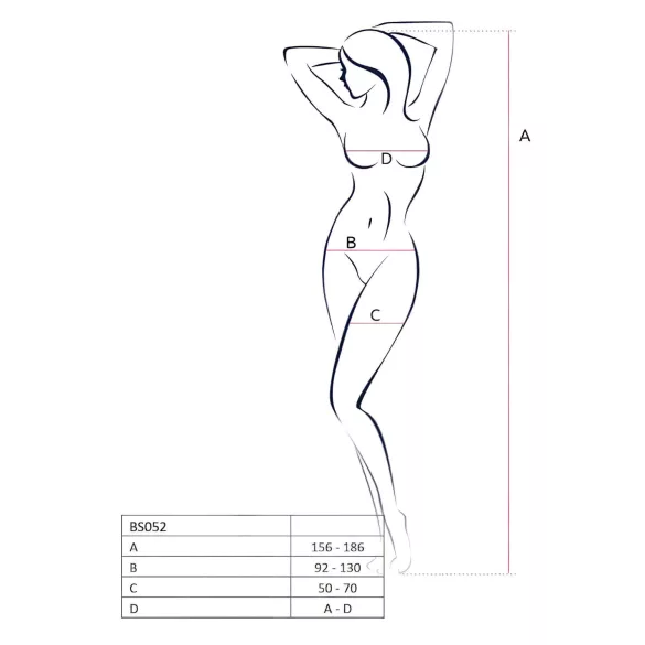 Passion BS052 - opengewerkte net catsuit - zwart - S-L