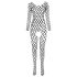 Passion BS077 - Lange mouw mesh jumpsuit (zwart) - S-L