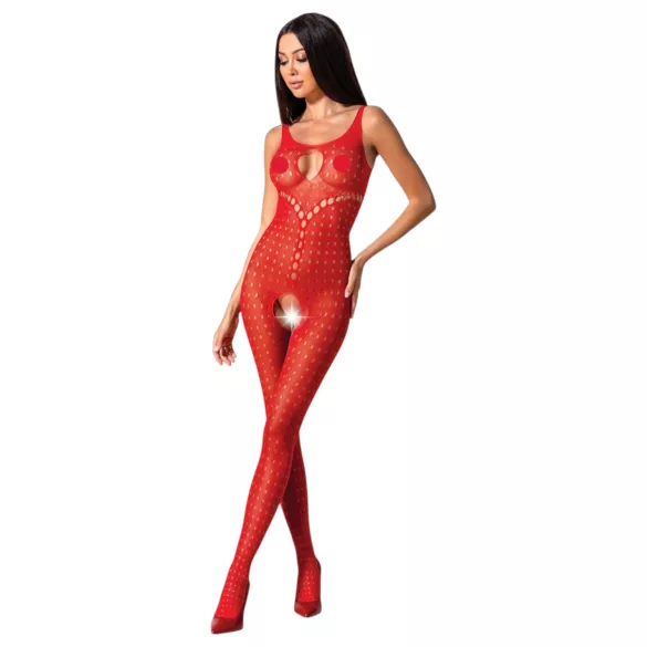 Passion BS078 - open bodystocking met stippen - rood - S/L