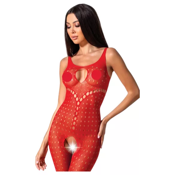 Passion BS078 - open bodystocking met stippen - rood - S/L