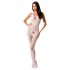 Passion BS078 - stippen, open catsuit (wit) S-L
