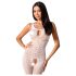Passion BS078 - stippen, open catsuit (wit) S-L