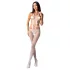 Passion BS084 - kanten catsuit met vetersluiting - wit - S-L