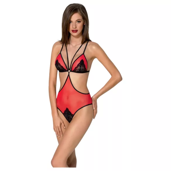 Passie Pioen - body met zijuitsnijding (rood)