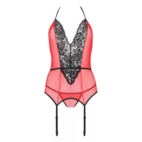 Passion Peonia - lingerie set - top en string - rood