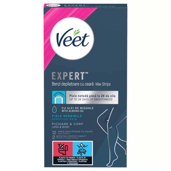 Veet Expert - ontharingsstrips - droge huid - 12 stuks
