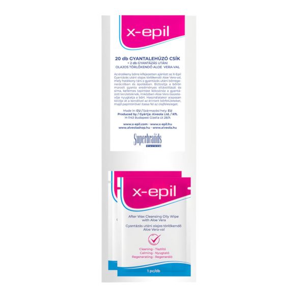 X-Epil - Ontharingsstrips van textiel (20 stuks) + olie doekjes (2 stuks)