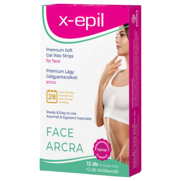 X-Epil - Kant-en-klare premium gel harsstrips (12 stuks) - voor gezicht