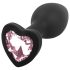 Sunfo - silicone anaalplug met hartvormige steen (zwart-roze)