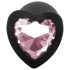 Sunfo - silicone anaalplug met hartvormige steen (zwart-roze)