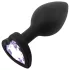 Sunfo - siliconen buttplug met hartvormige steen - zwart/paars
