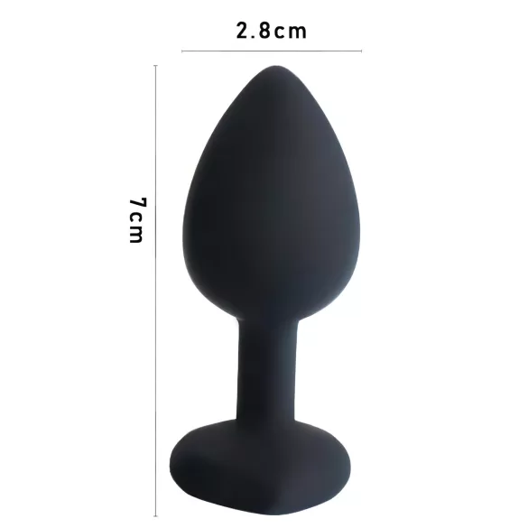 Sunfo - siliconen buttplug met hartvormige steen - zwart/paars