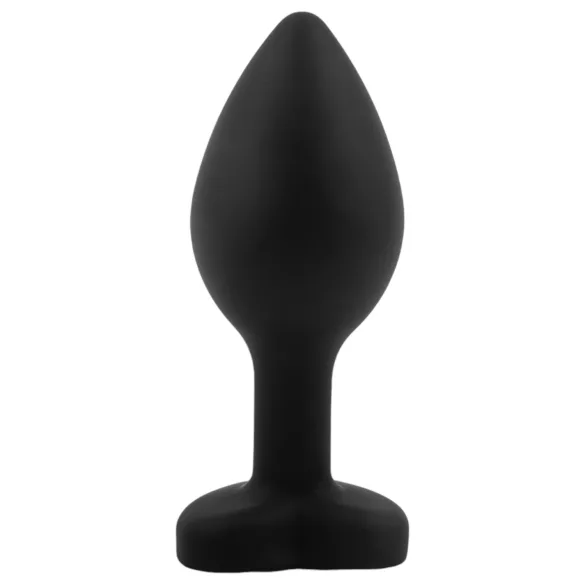 Sunfo - siliconen buttplug met hartvormige blauwe steen - zwart