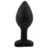 Sunfo - siliconen buttplug met hartvormige blauwe steen - zwart