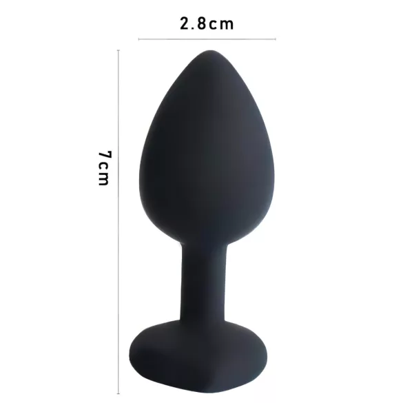 Sunfo - siliconen buttplug met hartvormige blauwe steen - zwart