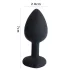 Sunfo - siliconen buttplug met hartvormige blauwe steen - zwart