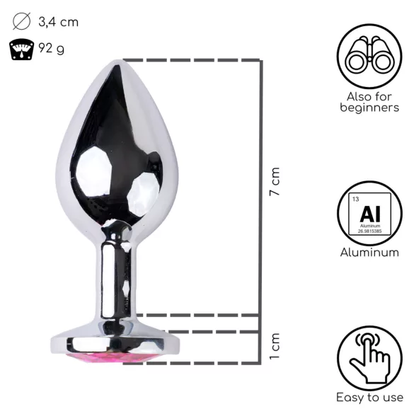 Desirel - anaal plug - medium - zilver/roze - Pink Jewel