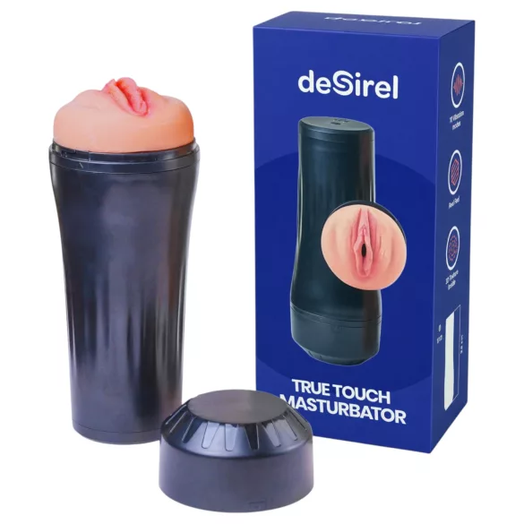Desirel True Touch - realistische vibrerende kunstvagina - naturel zwart