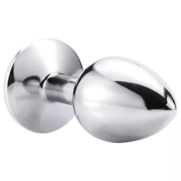 Sunfo - metalen buttplug - zwarte steen - zilver