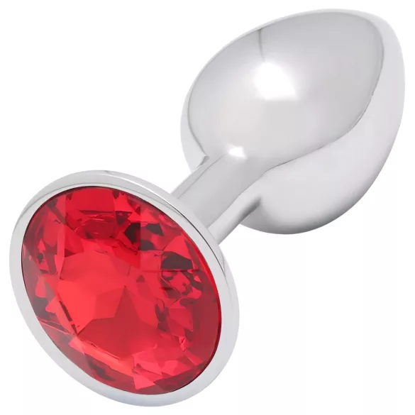 Sunfo - metalen buttplug - rode steen - zilver