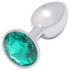 Sunfo - metalen anaalplug met groene steen (zilver)