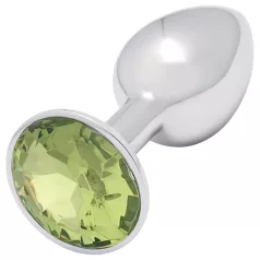 Sunfo - metalen buttplug met lime steen - zilver