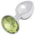 Sunfo - metalen anaalplug met limoengroene steen (zilver)