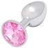 Sunfo - metalen anaalplug met roze steen (zilver)