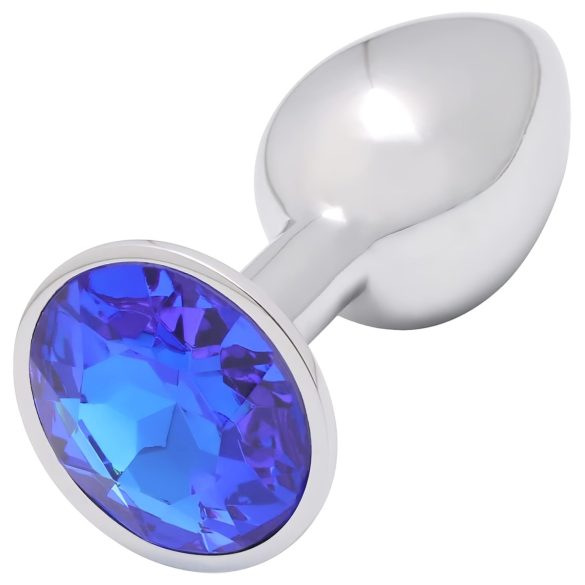 Sunfo - metalen anaalplug met blauwe steen (zilver)