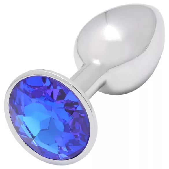 Sunfo - metalen anaalkraal met blauwe steen (zilver)