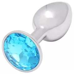 Sunfo - metalen buttplug - blauwe steen - zilver