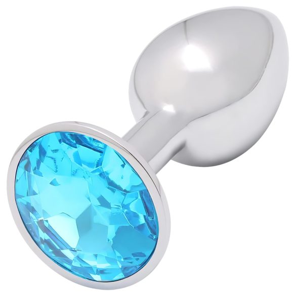 Sunfo - metalen anaalplug met lichtblauwe steen (zilver)