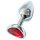 Sunfo - metalen anale plug met hartvormige rode steen (zilver)