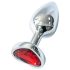 Sunfo - metalen anale plug met hartvormige rode steen (zilver)