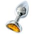 Sunfo - metalen anale plug met hartvormige gouden steen (zilver)