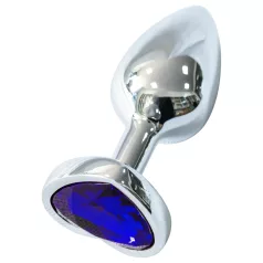   Sunfo - metalen buttplug met hartvormige paarse steen - zilver