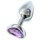 Sunfo - metalen anale plug met hartvormige paarse steen (zilver)