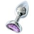 Sunfo - metalen anale plug met hartvormige paarse steen (zilver)