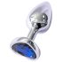 Sunfo - metalen hartvormige anaalplug met blauwe steen (zilver)