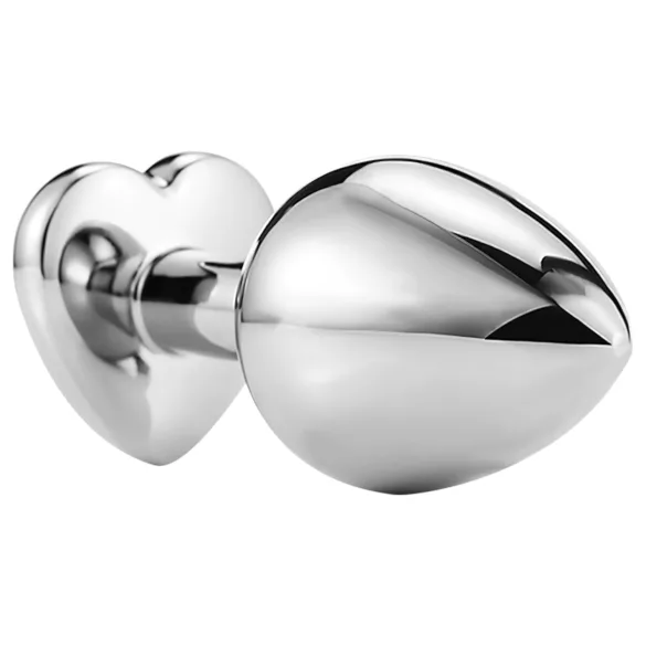 Sunfo - metalen anaalplug met hartvormige blauwe steen (zilver)