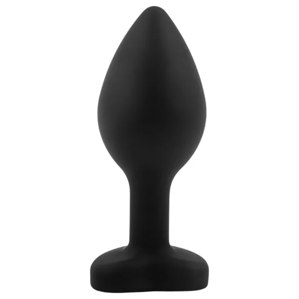 Sunfo - siliconen buttplug - hartvormige blauwe steen - zwart