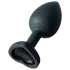 Sunfo - siliconen buttplug met hartvormige zwarte steen (zwart)