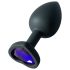 Sunfo - Zwarte siliconen buttplug met paarse hartvormige steen