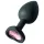 Sunfo - siliconen buttplug - hartvormige roze steen - zwart