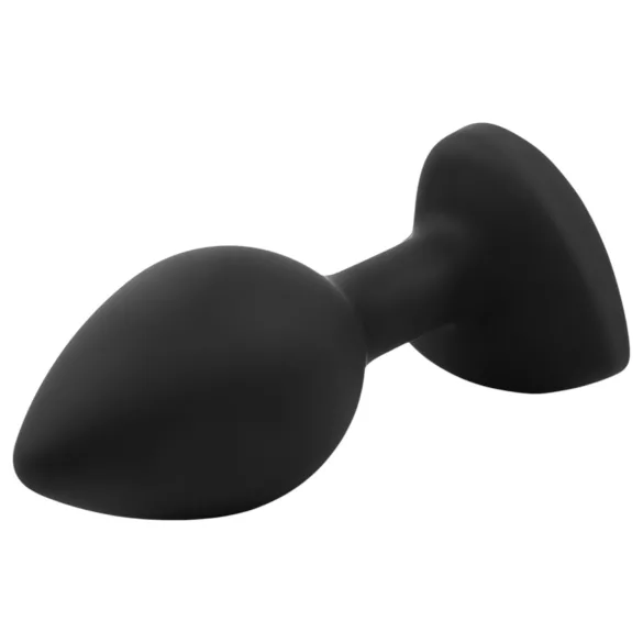 Sunfo - siliconen buttplug - hartvormige roze steen - zwart