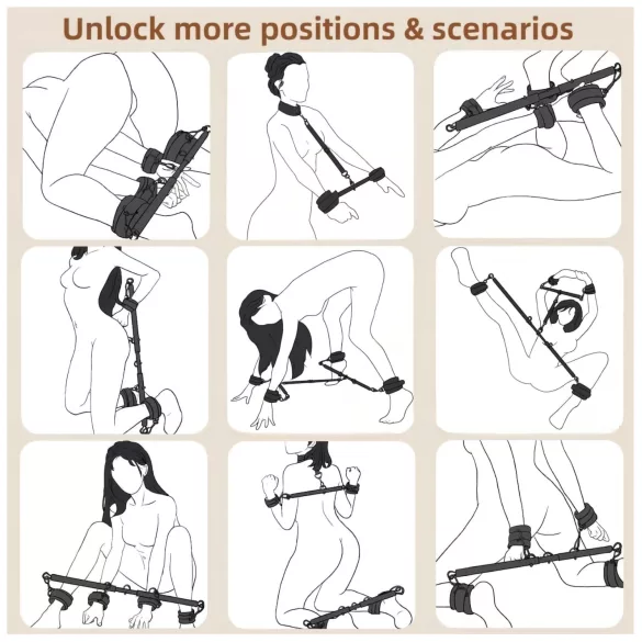Lonely - verstelbare spreidstang met boeien - zwart